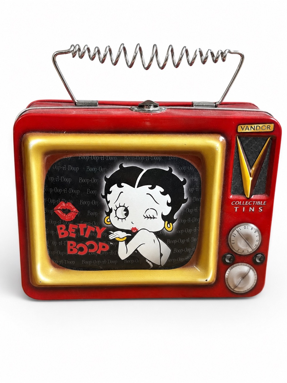 Vintage Vandor Betty Boop TV Collectible Tin Lunch Box Carry Case Retro Red